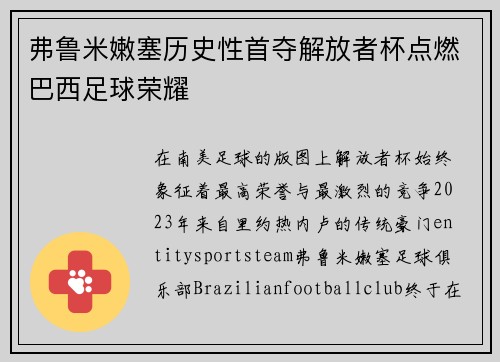 弗鲁米嫩塞历史性首夺解放者杯点燃巴西足球荣耀